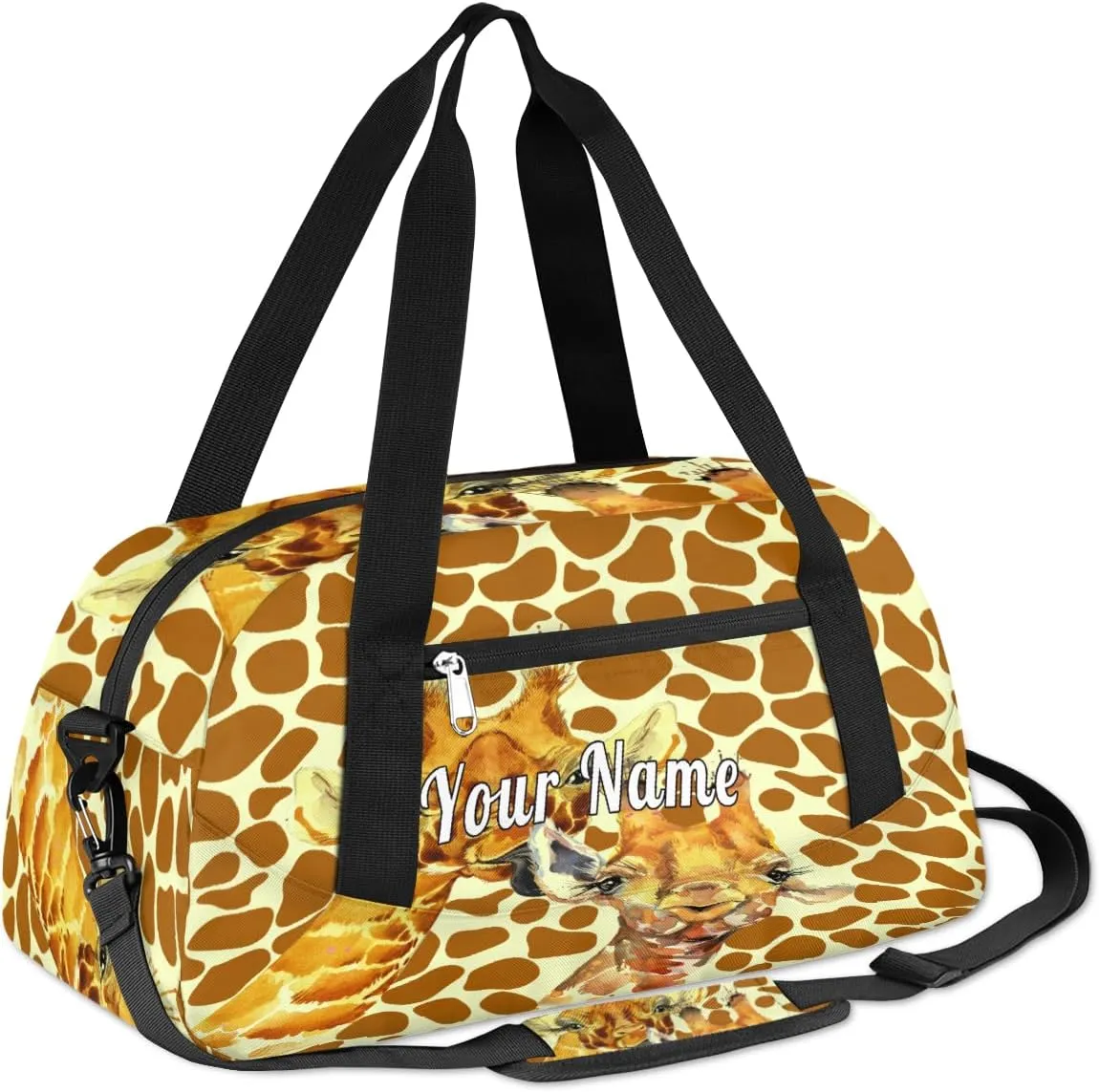 Personalized Kids Duffel Bag Animal Giraffe Print,Custom Sport Gym Bag for Boys Girls,WWeekender Overnight Bags Travel Duffel Bag,Customized Kids Gift
