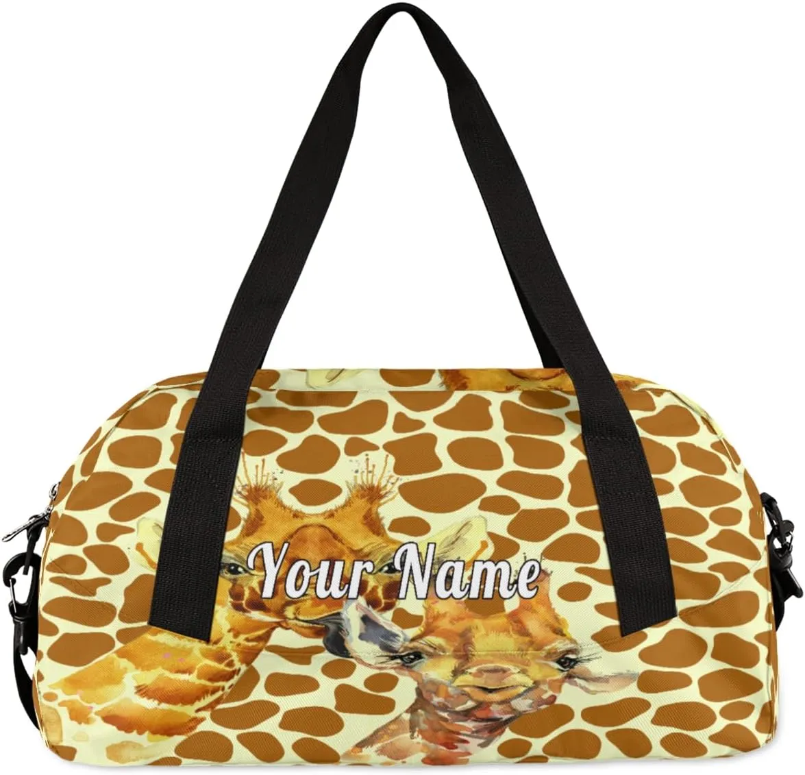 Personalized Kids Duffel Bag Animal Giraffe Print,Custom Sport Gym Bag for Boys Girls,WWeekender Overnight Bags Travel Duffel Bag,Customized Kids Gift