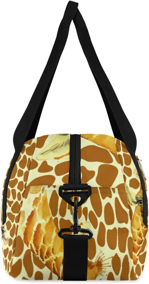 Personalized Kids Duffel Bag Animal Giraffe Print,Custom Sport Gym Bag for Boys Girls,WWeekender Overnight Bags Travel Duffel Bag,Customized Kids Gift