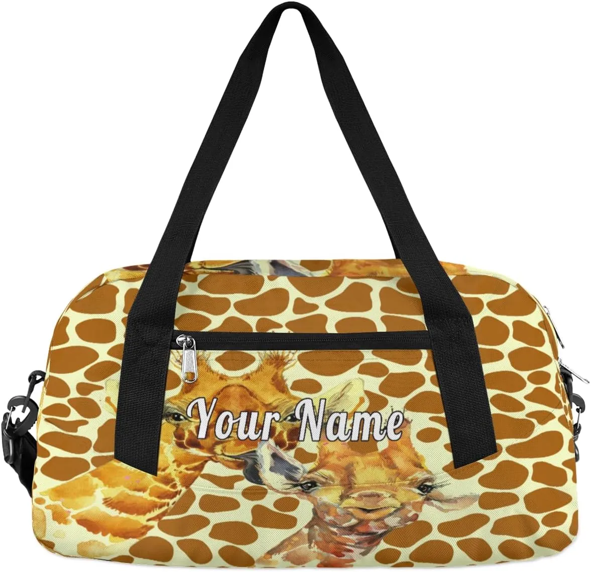 Personalized Kids Duffel Bag Animal Giraffe Print,Custom Sport Gym Bag for Boys Girls,WWeekender Overnight Bags Travel Duffel Bag,Customized Kids Gift