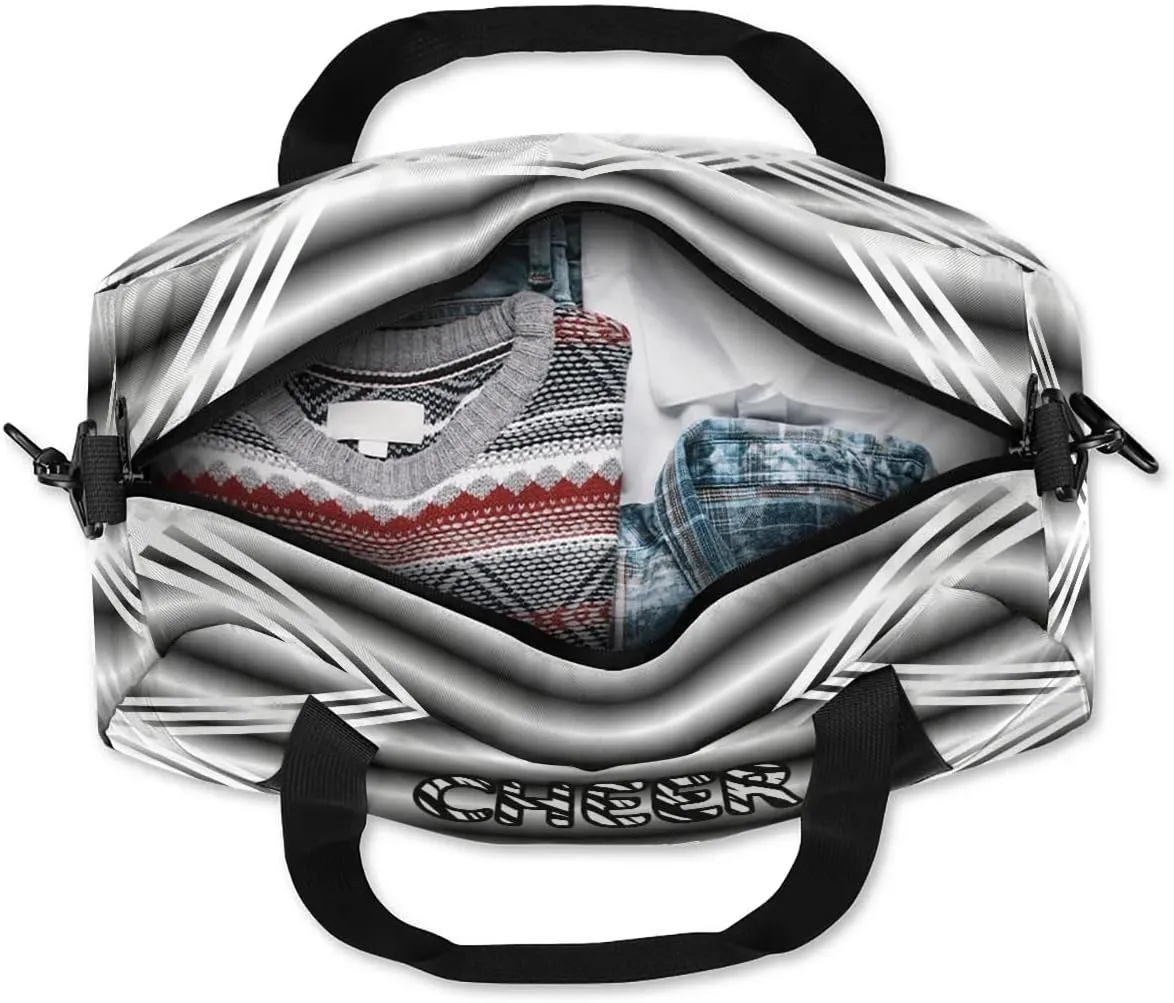 Personalized Kids Duffel Bag,Custom Sport Gym Bag for Girls,Weekender Overnight Bags Travel Duffel Bag,Customized Kids Gift Zebra Print Black White Cheer