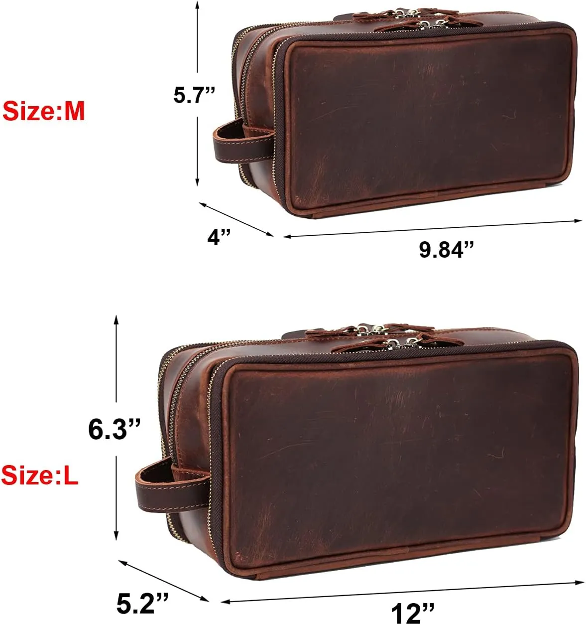 Personalized Leather Toiletry Bag for Men Travel Shaving Dopp Kit-Large Cosmetic Bags Toiletries Bathroom Organizer (Coffee(full grain leather))