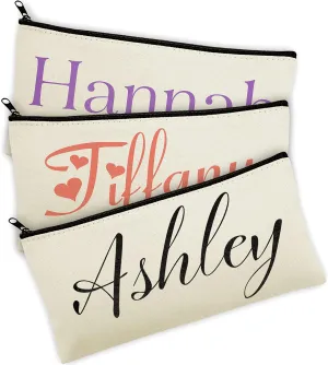 Personalized Makeup Bag - 12 Font Type 9 Font Color 6x10 - Customize Name Travel and Cosmetic Pouch Organizer - Custom Make Up/Toiletry Bags - Christmas Gift