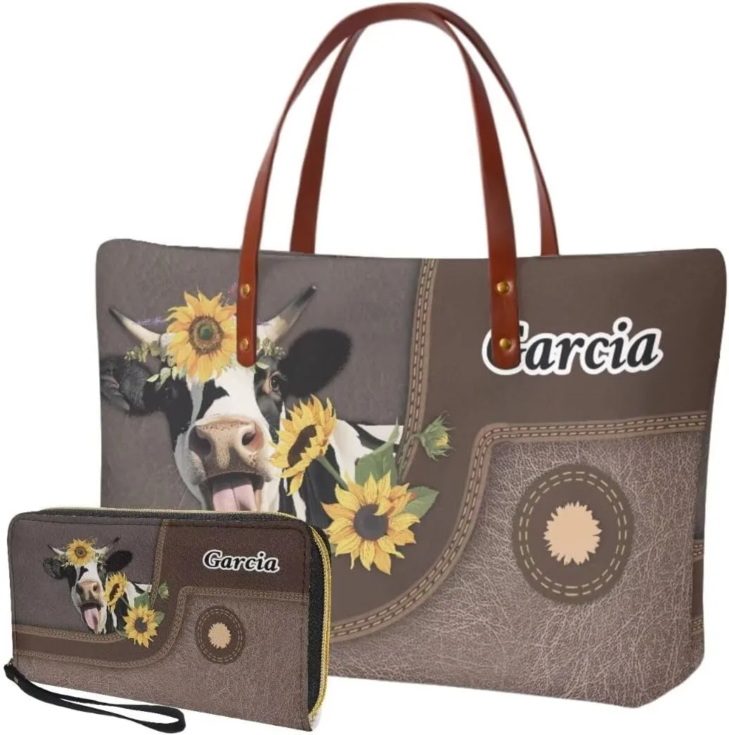 Personalized Purse and Wallet Set for Women, Customied Handbag with Leather Clutch Purse Custom Name Purse Set