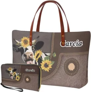Personalized Purse and Wallet Set for Women, Customied Handbag with Leather Clutch Purse Custom Name Purse Set