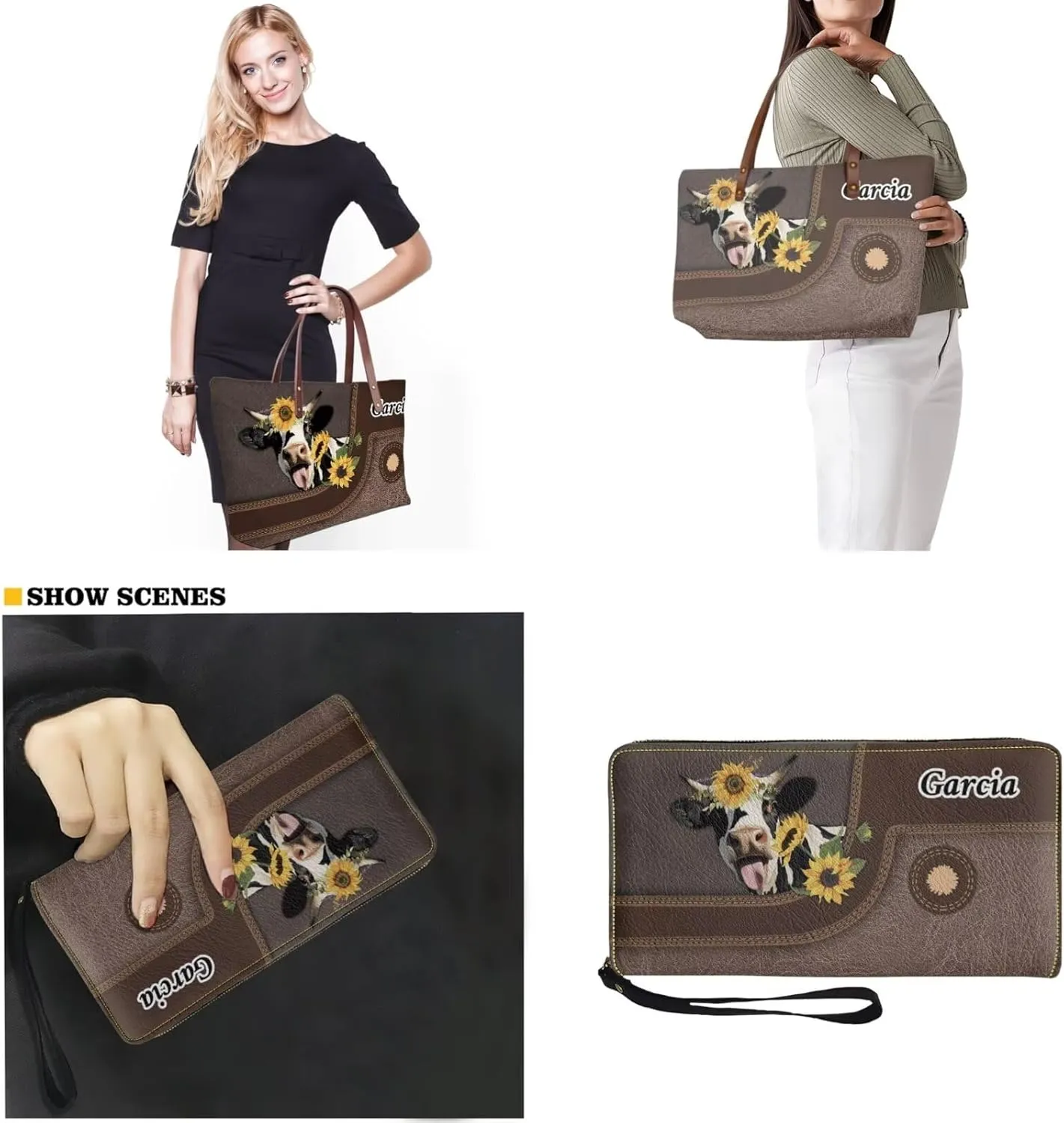 Personalized Purse and Wallet Set for Women, Customied Handbag with Leather Clutch Purse Custom Name Purse Set