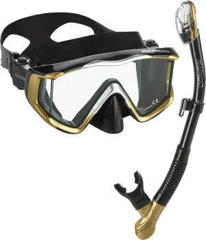Phantom Aquatics Rapido Boutique Collection Clareza Panoramic View Tempered Glass Lens Snorkel Mask | Mascara De Snorkel | Premium Dry Top Snorkeling Set