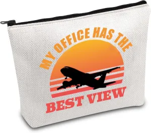 Pilot Gift Flight Attendant Makeup Bag Cabin Crew Zipper Pouch Flight Crew Gift Air Stewardess Cosmetic Bag New Pilot Gift (OFFICE VIEW)