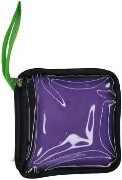 PinFolio Mini Show Pin Display Bag, Lightweight & Compact Mini Sports Pin Book with Carry Strap for Easy Trading Up to 48 1-Inch Enamel Pins (Purple, Black & Green)