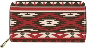 Poceacles Indian Nation Tribes Wallets for Women PU Leather Long Purse with Around Zipper Cell Phone Credit Card Holder Travel Clutch Handbag Coin Organizer Bag