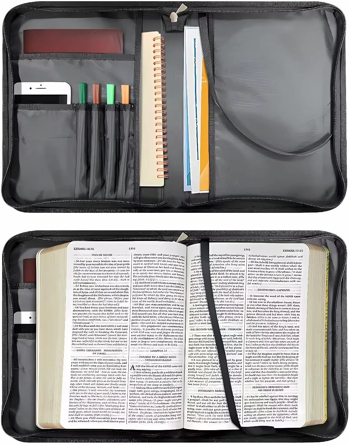 Poceacles Women Bible Carrying Case Multi-Purpose Bible Carrier Bible Protector Lightweight Bible Covers for Woman, American Flag Deer Skull Print, M