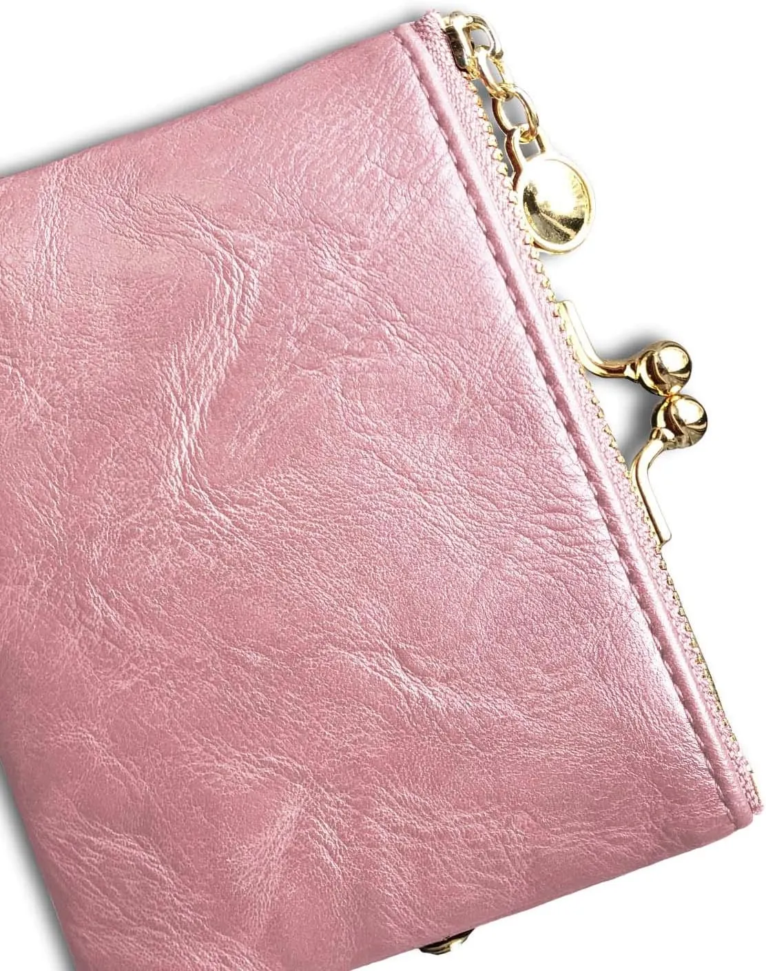 PofeeXIO Womens Wallet RFID Small Compact Bifold Leather Vintage Wallet,Ladies Coin Purse with Zipper and Kiss Lock