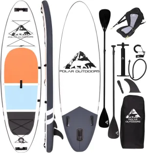 Polar Outdoors by Roc Inflatable Stand Up Paddle Board with Premium SUP Paddle Board Accessories, Wide Stable Design, Non-Slip Comfort Deck for Youth & Adults