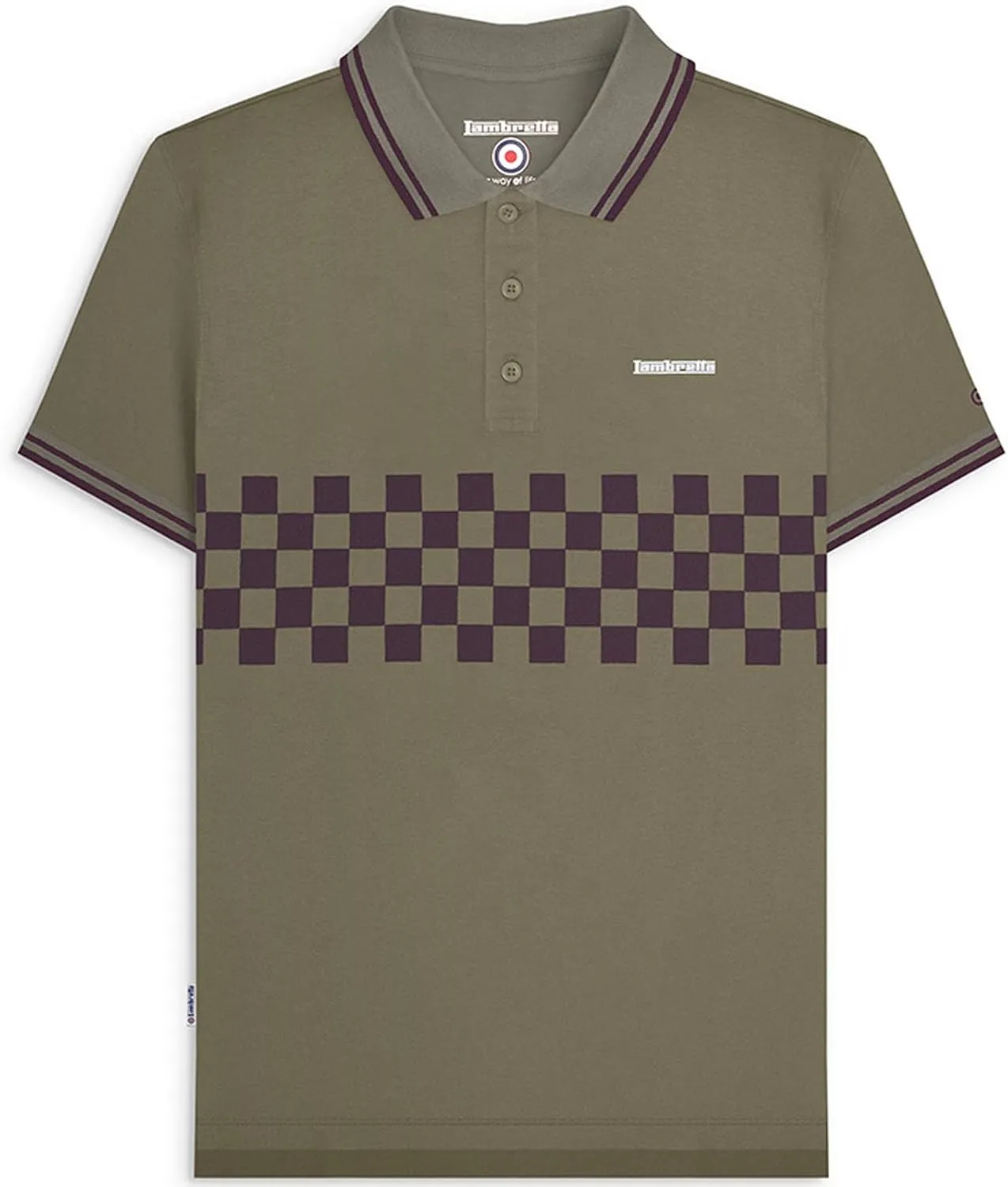 Polo Shirt Mens Khaki Two Tone Panel Mod Ska Skinhead