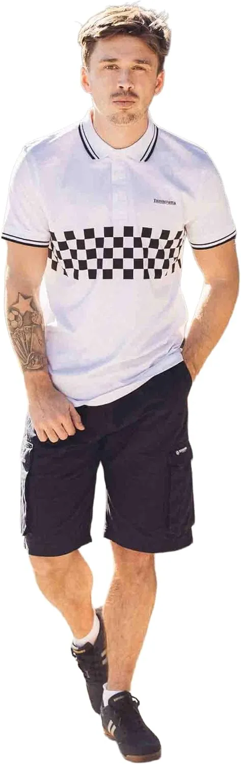 Polo Shirt Mens Khaki Two Tone Panel Mod Ska Skinhead