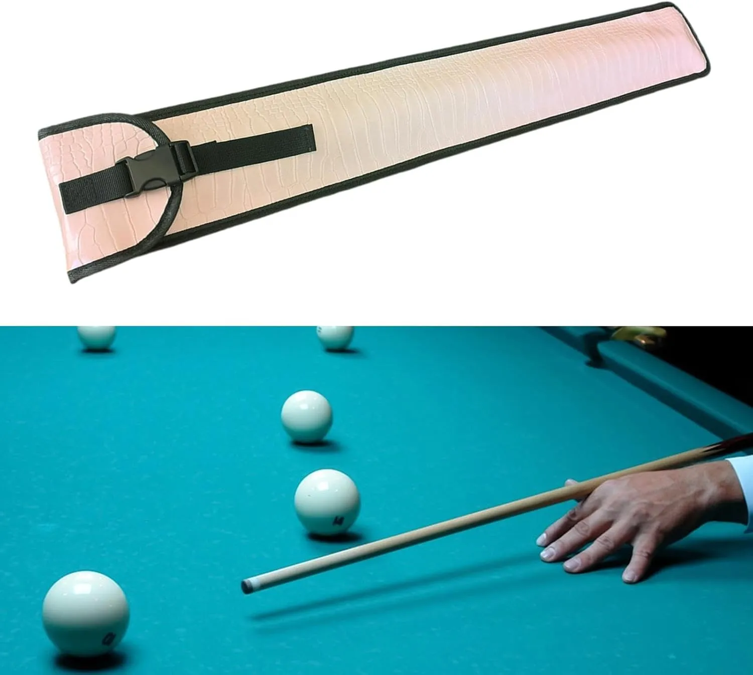 Pool Cue Stick Carrying Case Billiard Cue Bag Adjustable Shoulder Strap for 1/2 Stick, Wear Resistant, Scratch Resistant