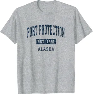 Port Protection Alaska AK Vintage Sports Established Navy De T-Shirt