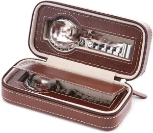 Portable PU Leather 2/4/8 Slot Watch Box Display Case Storage Watch Organizer Holder Watch Winder Watch Organizer (Color : OneColor, Size : 2 Slot)