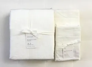 Pottery Barn Belgian Linen Flax Duvet Cover King/California King & Two King Shams~*White*~