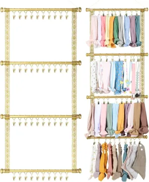 POVETIRE Headband Holder Organizer for Baby Girl,Gold Baby Headbands Hair Accessories Organizer Storage Wall Hanging Decor for Nursery Toddler Girls Room