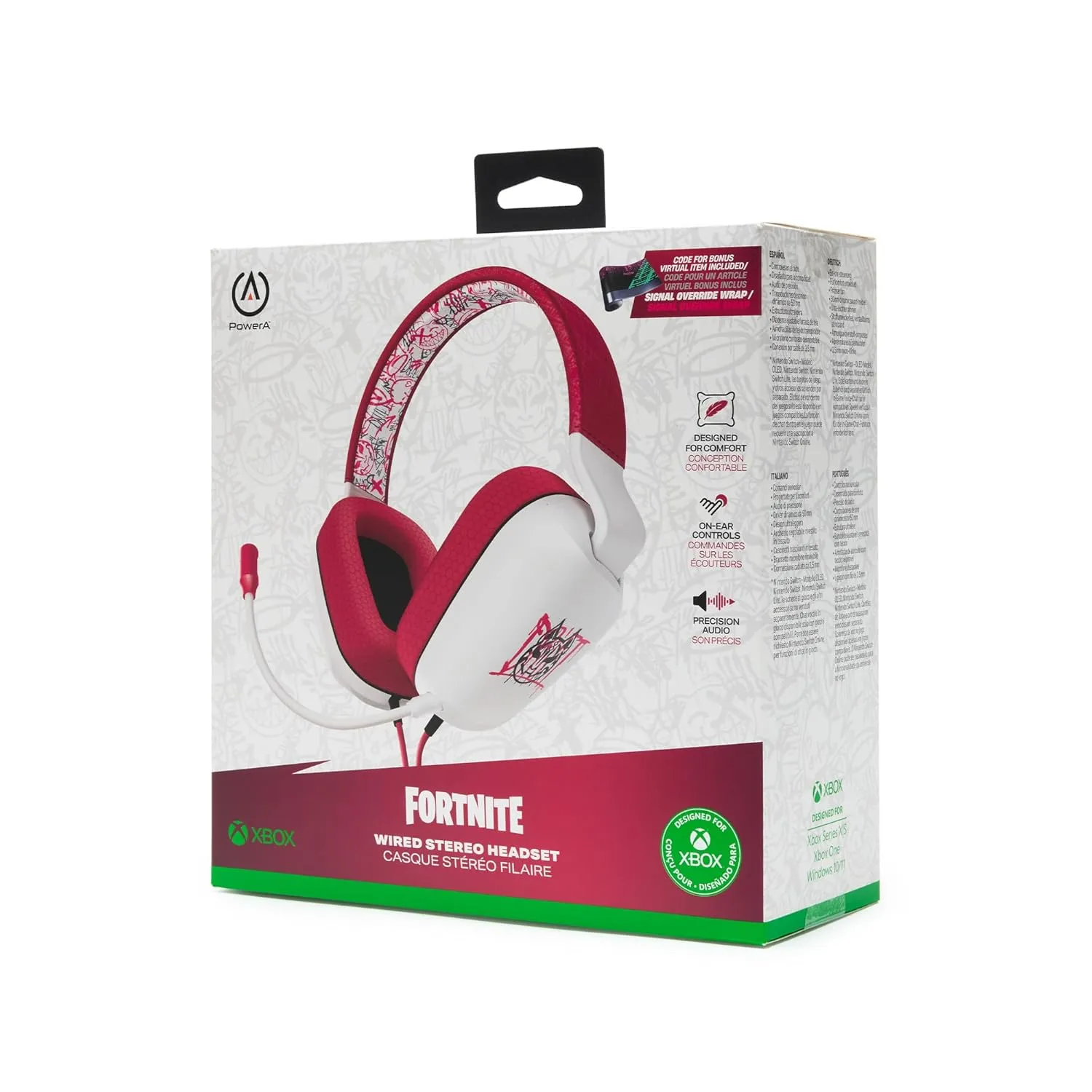 PowerA Wired Stereo Headset for Xbox Series X|S - Fortnite: Drift, Bonus Virtual Item Included, Signal Override Wrap, Headset, Stereo, Officially Licensed, Also Works with Xbox One and Windows 10/11