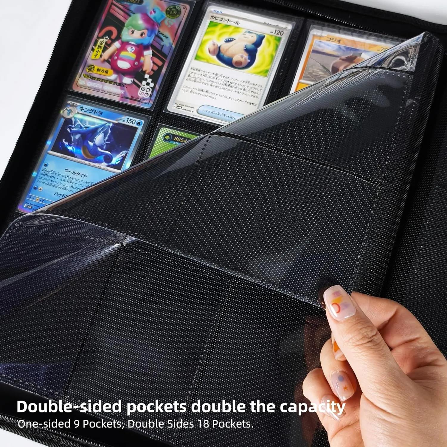 Premium Trading Card Collection Leather Binder, Holds 360 Cards,Card Holder Album with double side 9 Pocket/Page, 20 Pages(white)
