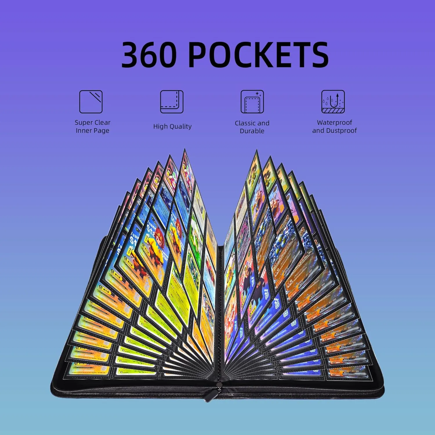 Premium Trading Card Collection Leather Binder, Holds 360 Cards,Card Holder Album with double side 9 Pocket/Page, 20 Pages(white)
