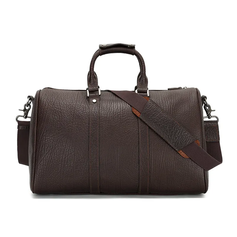 Premium Vintage Zipper Waterproof Genuine Leather Men’s Travel Duffel Bag