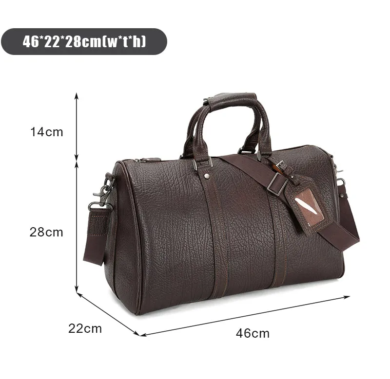 Premium Vintage Zipper Waterproof Genuine Leather Men’s Travel Duffel Bag