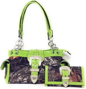Premium Women's Camouflage Buckle Shoulder Handbag Wallet in Multi-Color