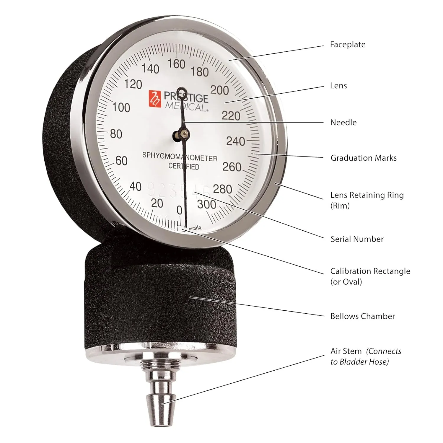 Prestige Medical Adult Premium Aneroid Sphygmomanometer with Matching Carry Case, Navy Blue (Model: 882-NAV)