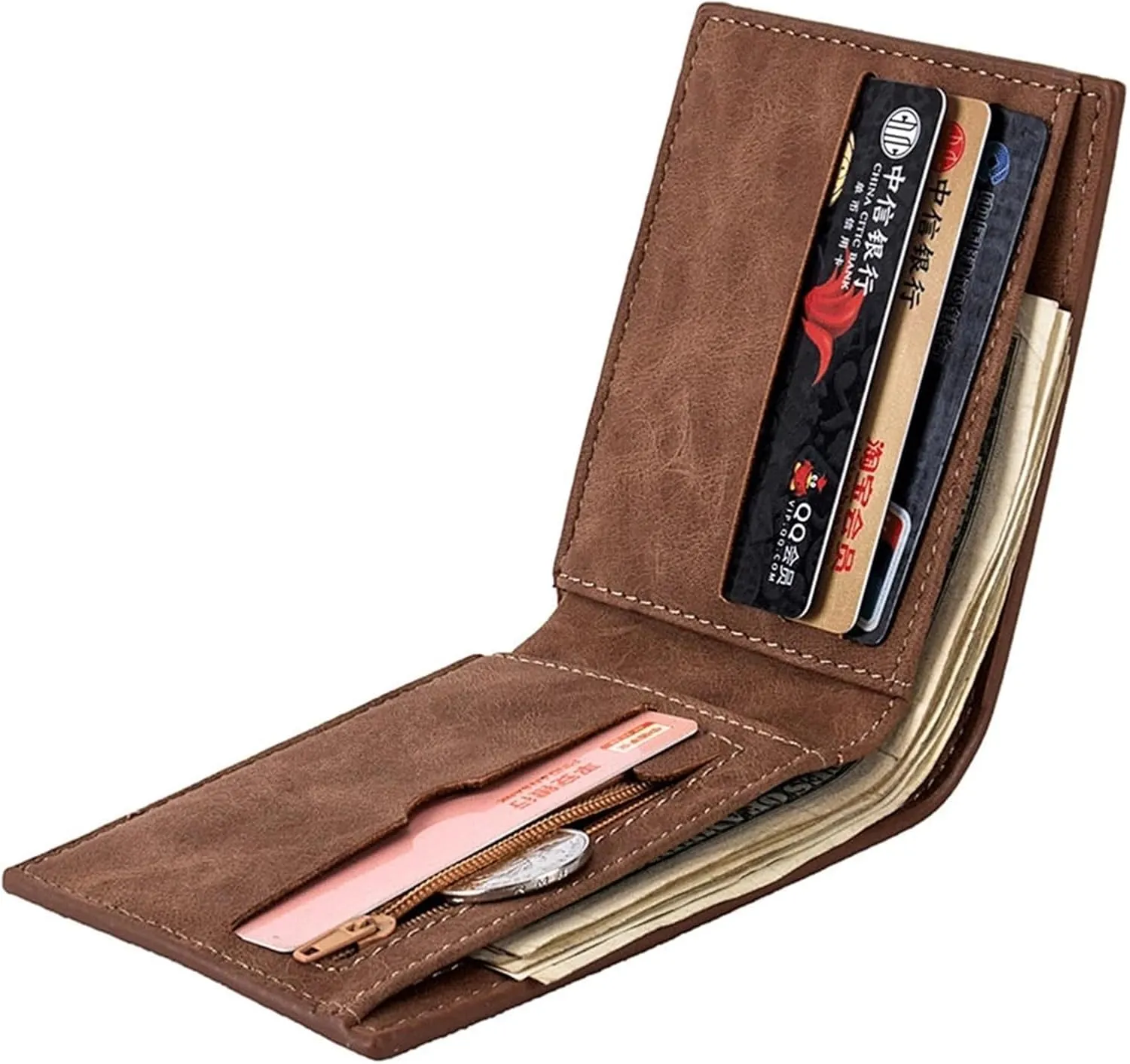 PU Leather Men's Wallet With Coin Bag Zipper Small Money Purses Dollar Slim Purse Money Wallet purse