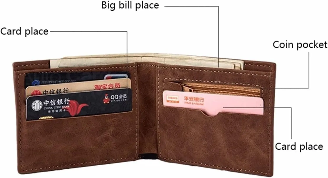 PU Leather Men's Wallet With Coin Bag Zipper Small Money Purses Dollar Slim Purse Money Wallet purse