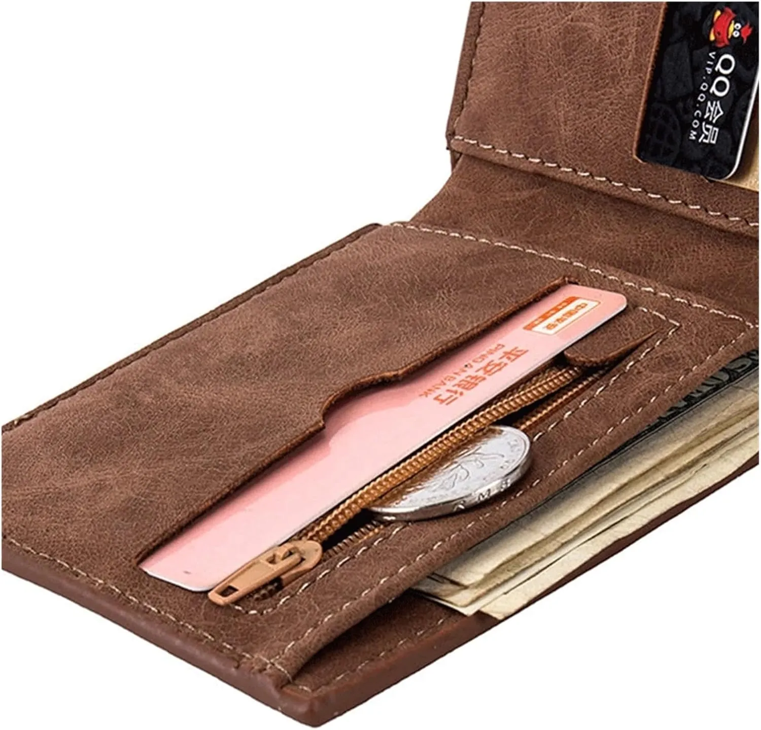 PU Leather Men's Wallet With Coin Bag Zipper Small Money Purses Dollar Slim Purse Money Wallet purse