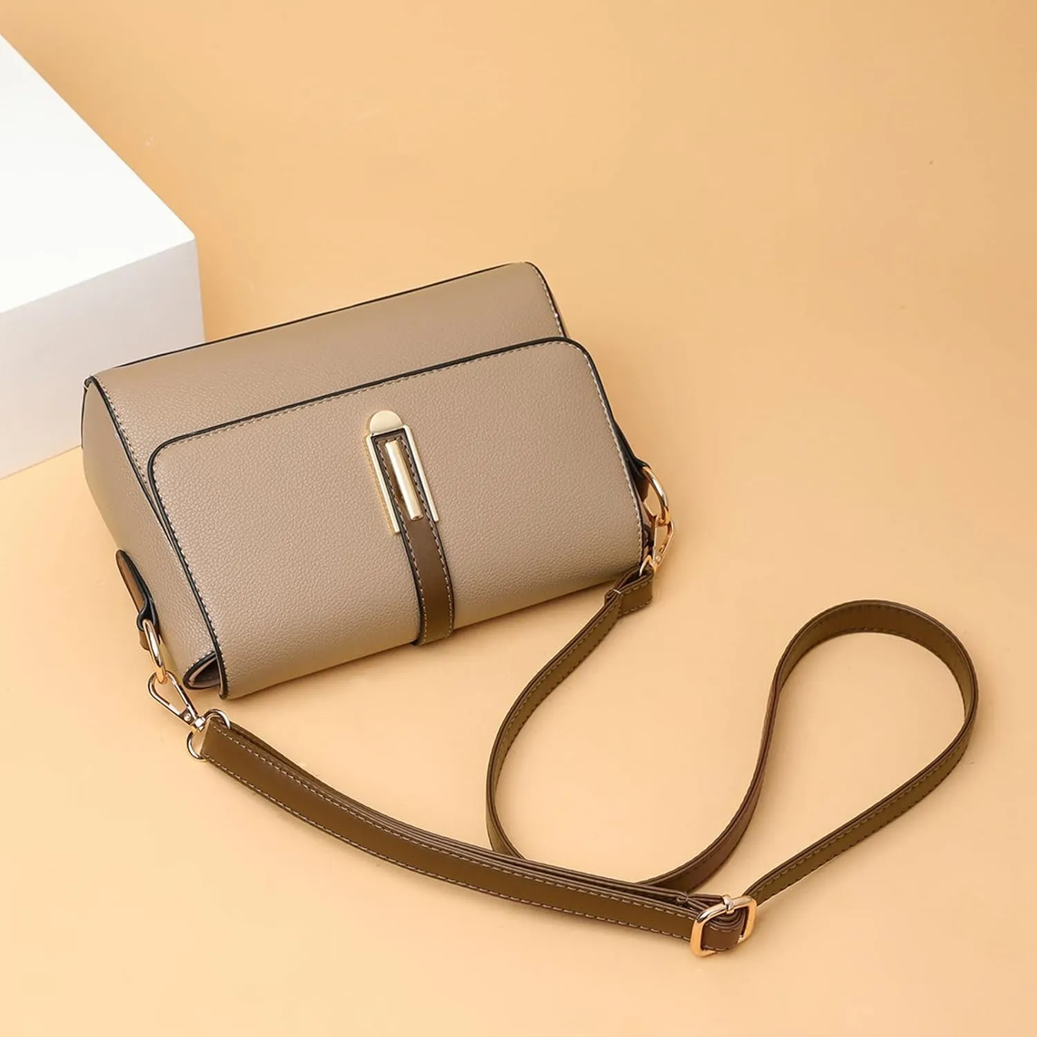 PU Leather Shoulder Bag Soft Multi Functional Large Capacity Women Purse Shoulder Bag for Wandering Shopping