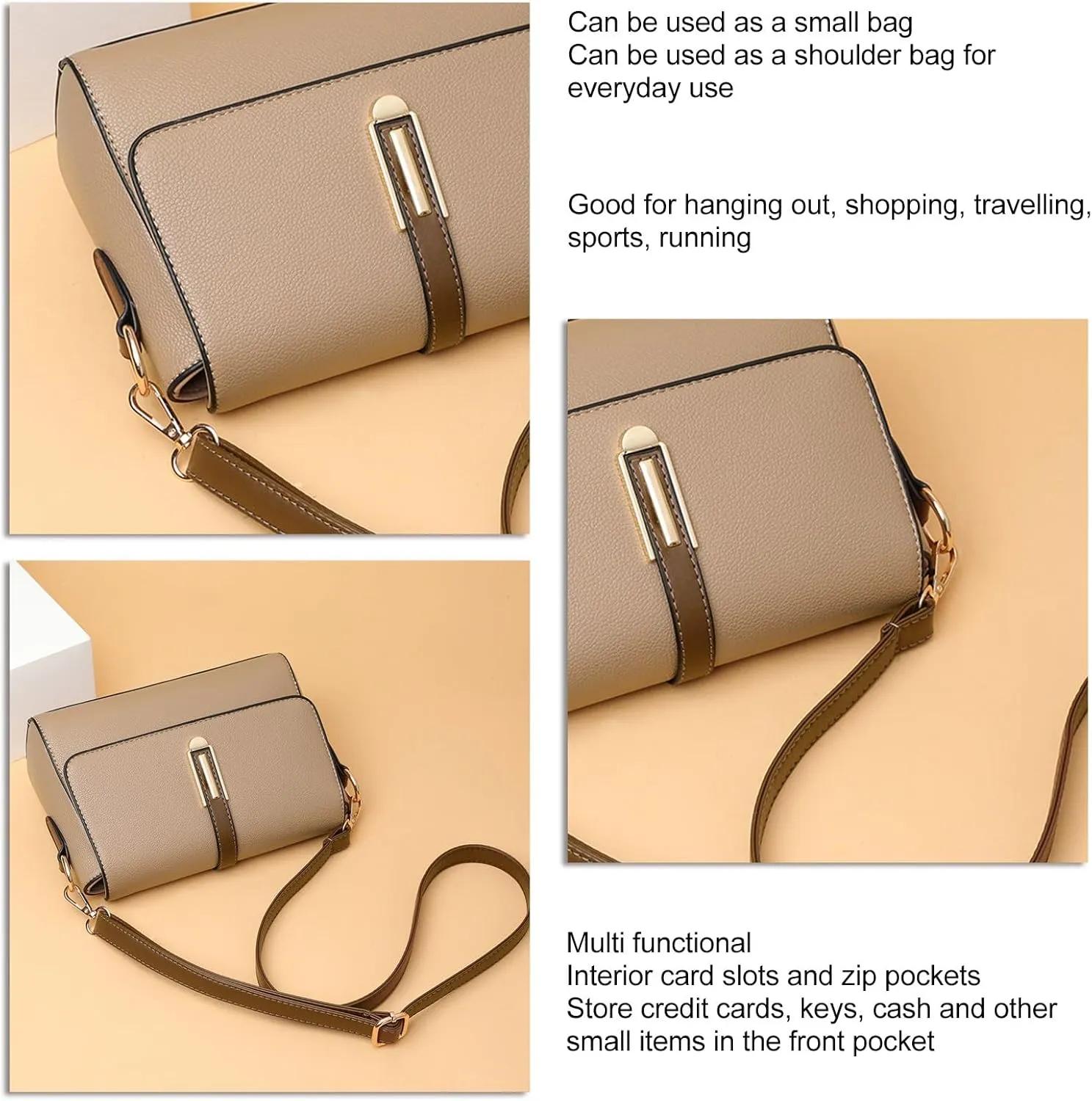 PU Leather Shoulder Bag Soft Multi Functional Large Capacity Women Purse Shoulder Bag for Wandering Shopping
