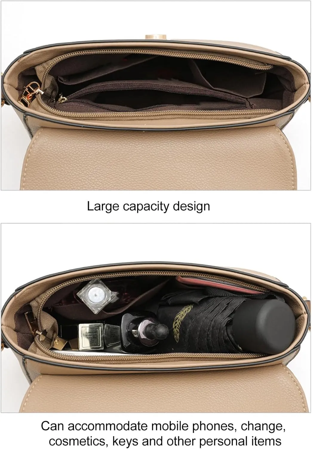 PU Leather Shoulder Bag Soft Multi Functional Large Capacity Women Purse Shoulder Bag for Wandering Shopping