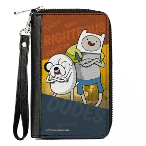 PU Zip Around Wallet Rectangle - Adventure Time Jake and Finn RIGHTEOUS DUDES Pose Multi Color