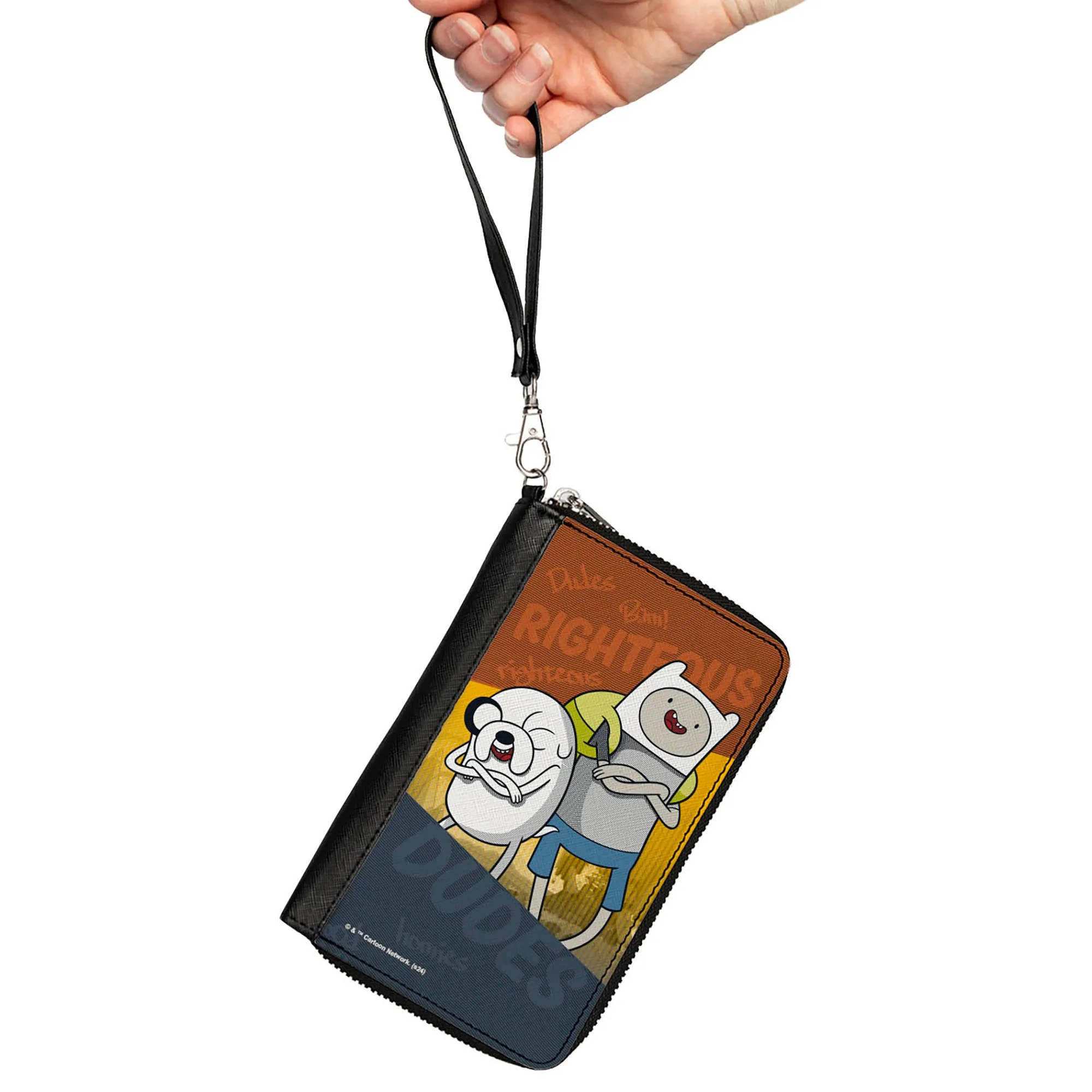 PU Zip Around Wallet Rectangle - Adventure Time Jake and Finn RIGHTEOUS DUDES Pose Multi Color