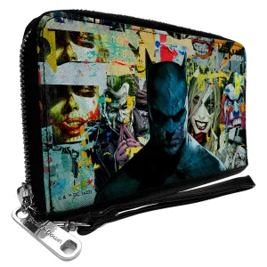 PU Zip Around Wallet Rectangle - Batman and Gotham City Villains Torn Faces Graffiti Collage2