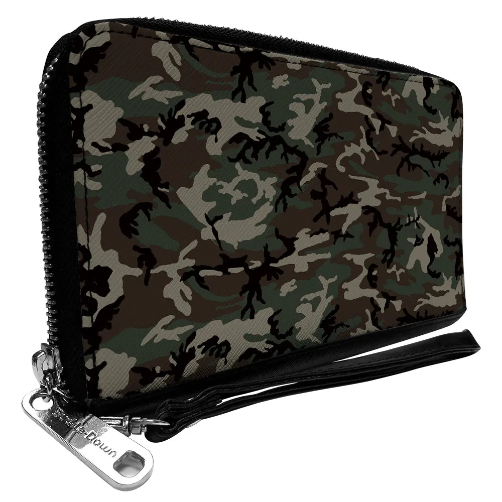 PU Zip Around Wallet Rectangle - Camo Olive4