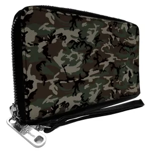 PU Zip Around Wallet Rectangle - Camo Olive4