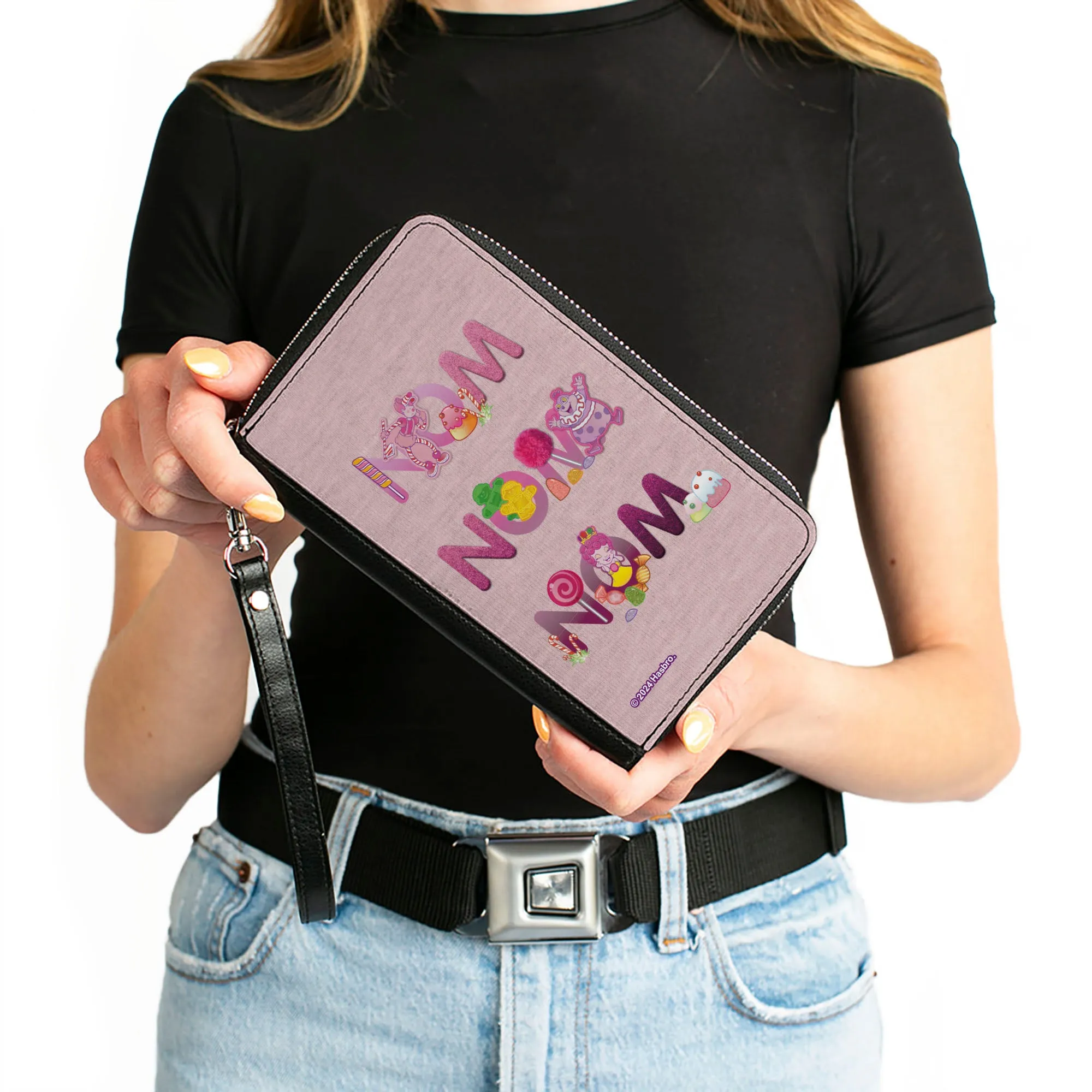 PU Zip Around Wallet Rectangle - Candy Land NOM NOM NOM Characters and Candy Pinks