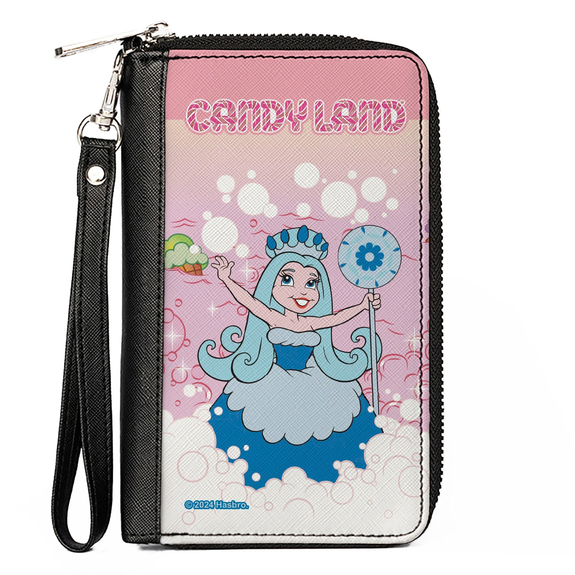 PU Zip Around Wallet Rectangle - CANDY LAND Queen Frostine Ice Cream Sea Pose Pinks
