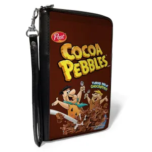PU Zip Around Wallet Rectangle - COCOA PEBBLES Fred Flintstone and Barney Rubble Cereal Box Replica Brown