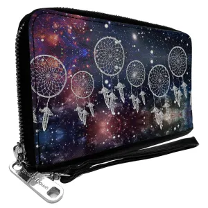 PU Zip Around Wallet Rectangle - Dream Catcher Galaxy/White