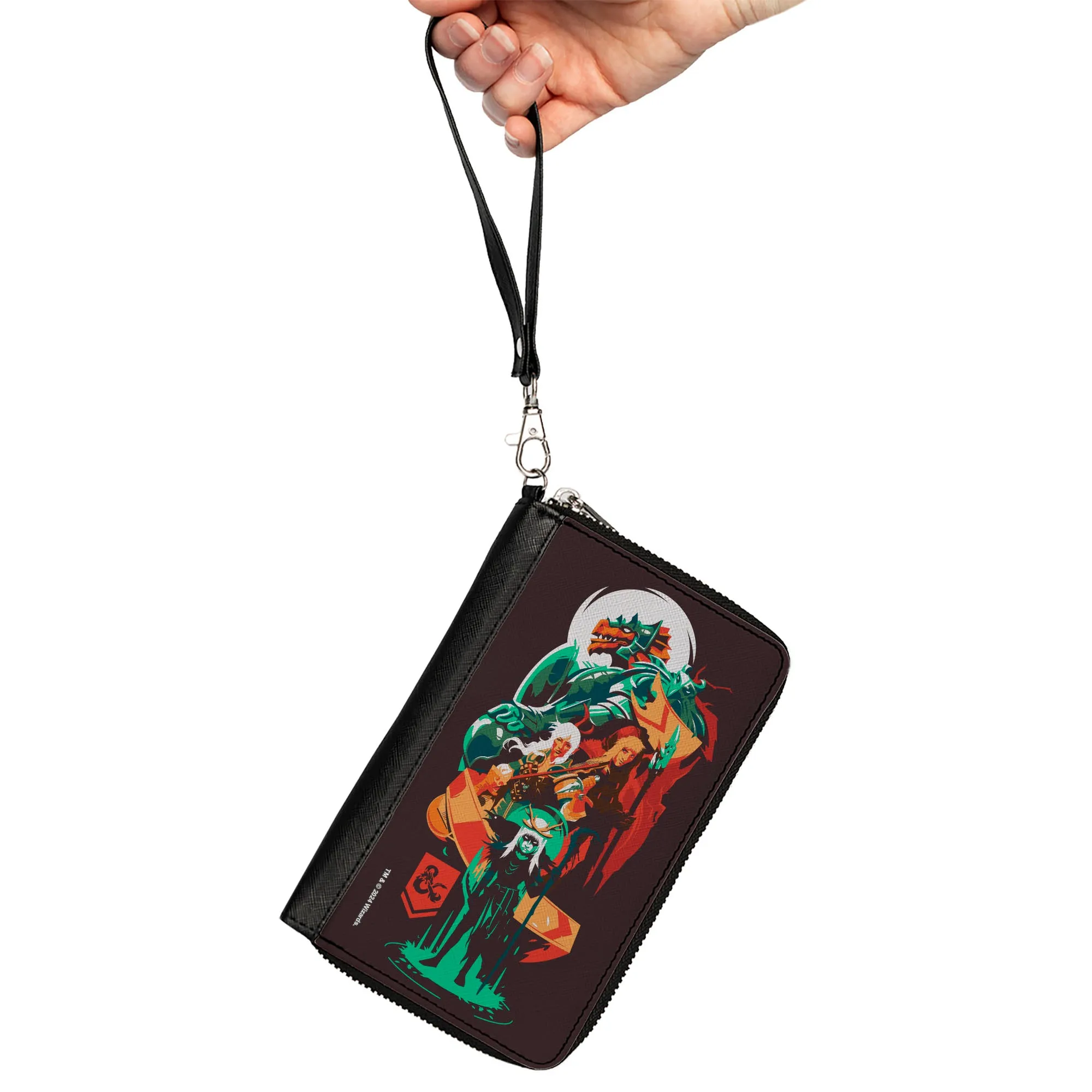 PU Zip Around Wallet Rectangle - Dungeons and Dragons Character Collage Brown/Multi Color