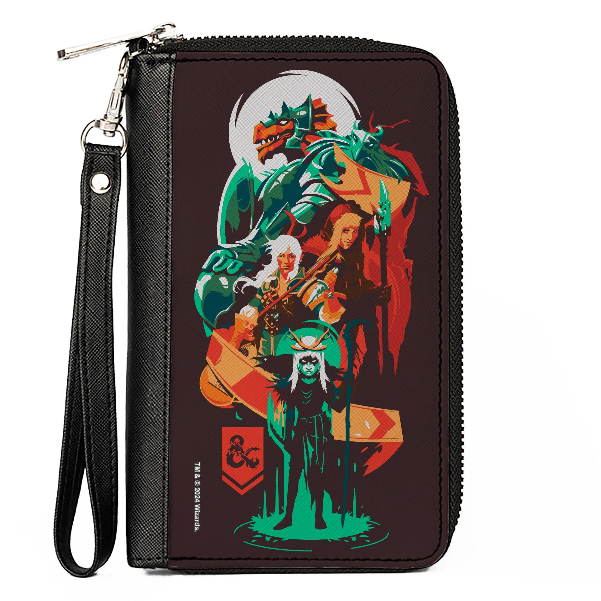 PU Zip Around Wallet Rectangle - Dungeons and Dragons Character Collage Brown/Multi Color