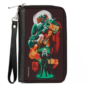 PU Zip Around Wallet Rectangle - Dungeons and Dragons Character Collage Brown/Multi Color