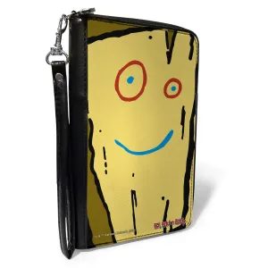 PU Zip Around Wallet Rectangle - Ed Edd n Eddy Plank Smiling Face CLOSE-UP Yellow